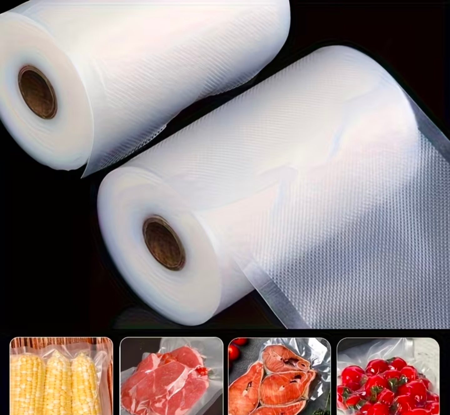 2-Pack Vacuum Sealer Storage Roll Bags, Available in 7 Sizes